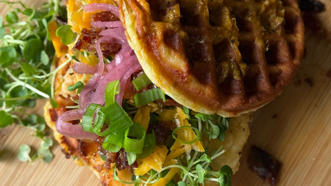 Cracked Black Peppercorn Cheddar Chicken & Waffles: A Sweet, Savory, Peppery Showstopper