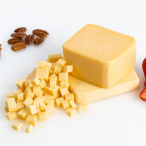 Butterkase Artisan Cheese with strawberries and pecans