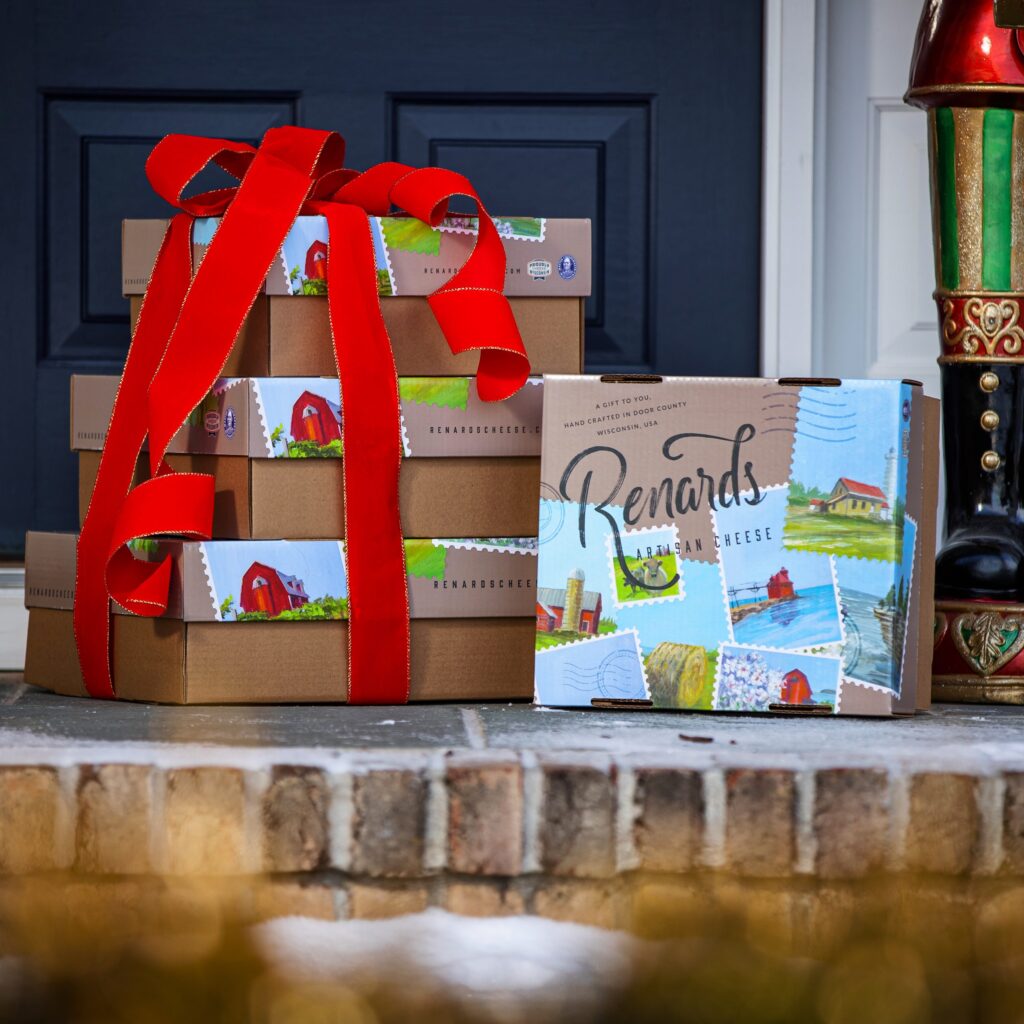 gift boxes on doorstep