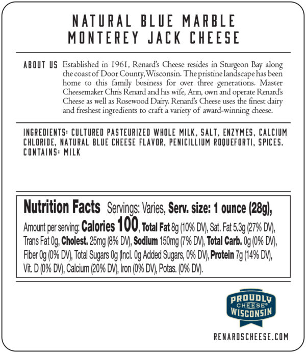Blue Marble Monterey Jack back label