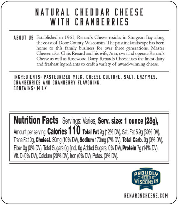 Cranberry Cheddar back label