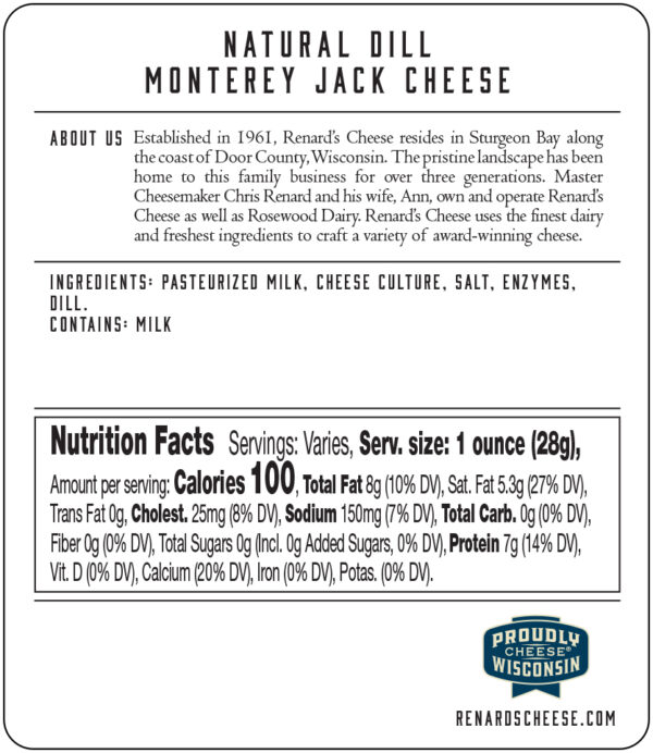 Monterey Jack and Dill back label