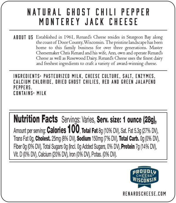 Ghost Pepper Monterey Jack back label