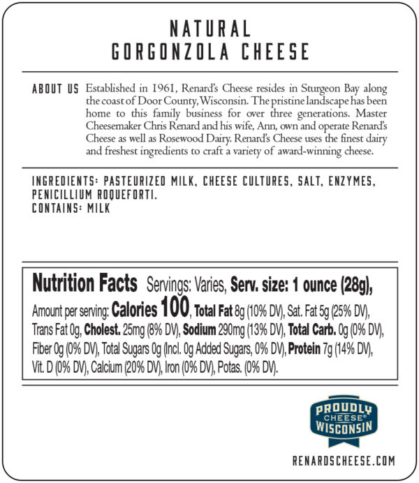 Gorgonzola back label