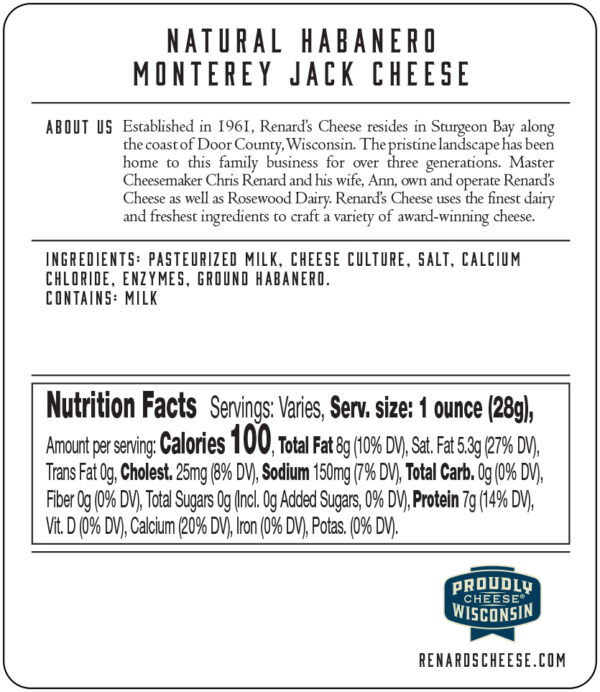 Habanero Monterey Jack back label