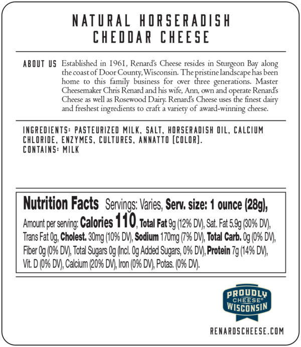 Horseradish Cheddar back label
