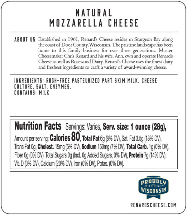 Mozzarella back label