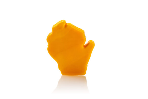 Wisconsin state shaped cheddar